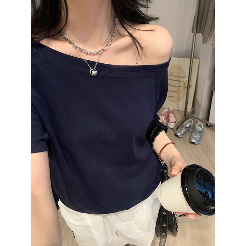 Rakuten - レディース 夏 オフショルダー 短袖 Tシャツ ゆったり セクシー 韓国 スタイル 肩出し トップス フィット カジュアル 普段使い