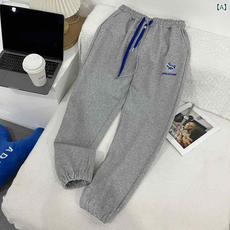 レディース パンツ 春秋 刺繍 狐 モチーフ ゆったり カジュアル ボトムス 裾絞り ハイウエスト スリム ロング スタイルアップ 日常使い 軽量 伸縮性の商品画像 2