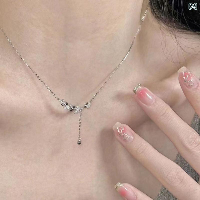 アクセルジャパンのネックレス レディース シンプル チェーン パール ネックレス レディース シンプル チェーン パール 穂 穂 平安 流 蘇 麦 穂 ネックレス 女性 軽 贅沢 ファッション 大衆 感 鎖骨 鎖 2025年 起爆 プレゼント｜アングル2