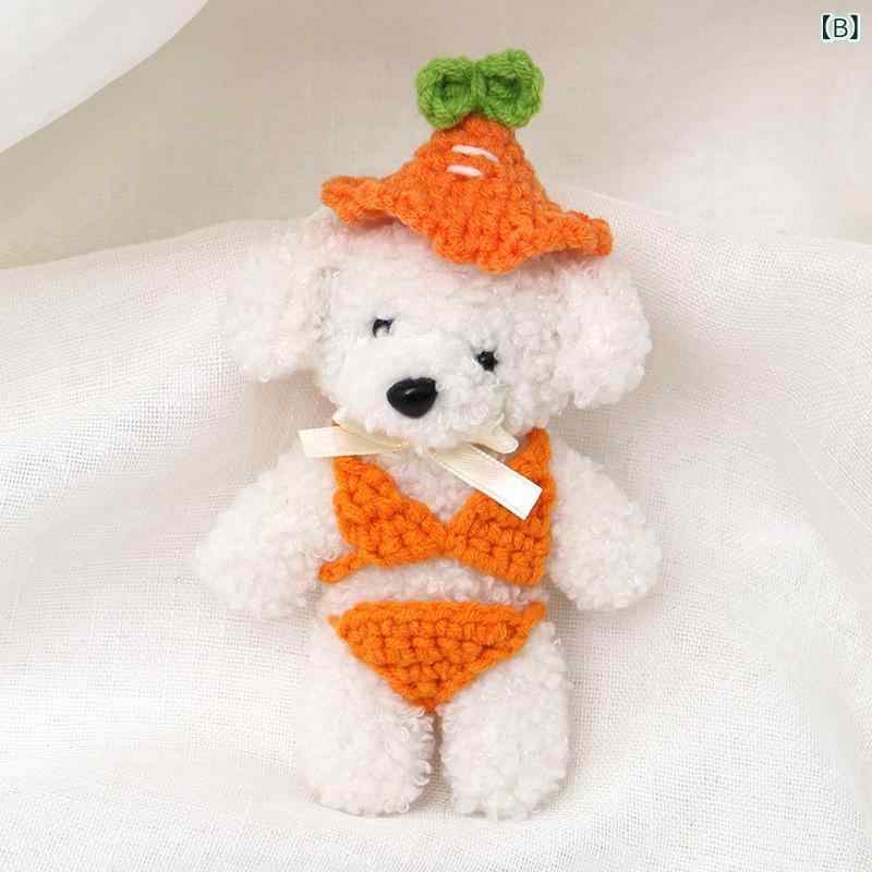 アクセルジャパンのショルダーバッグ レディース かばん 鞄 斜め掛け ポシェット ぬいぐるみ型 犬 クマ アニマルモチーフ ニット素材 手編み風 かわいい おしゃれ 個性的 感 雑貨 小物入れ アクセントアイテム 普段使い お出かけ用 散歩用 デート用 ギ｜アングル3