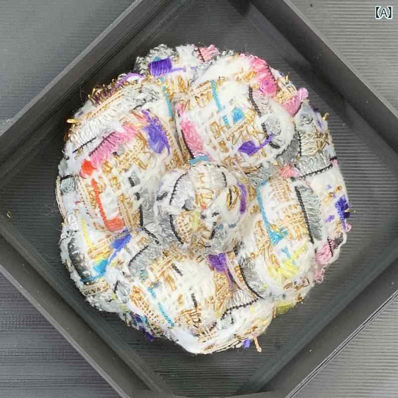 ブローチ レディース カメリア フラワー 花 コサージュ ツイード 布 高級感 上品 ...
