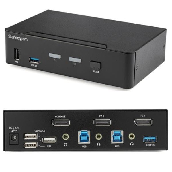 2ポートDisplayPort対応KVMスイッチ 4K 60Hz対応CPU切り替え器 USB 3.0ハブ搭載 DisplayPort 1.2対応 スターテック StarTech.com 2年保証