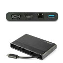 USB Type-C接続マルチアダプタ HDMI VGA対応 1x USB-A Mac Windows Chrome対応 4K 1x USB-Aポート GbEポ...