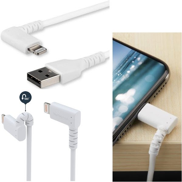 L型ライトニングケーブル 2m ホワイト Apple MFi認証iPhone充電ケーブル 高耐久性 Lightning-USB L字ケーブル スターテック StarTech.com 2年保証