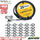セキュリティーワイヤーロック 2m シリンダー錠 25個セット 統一キー4本付属 標準、Noble Wedge、Nano Saverスロット対応 盗難対策 PC...