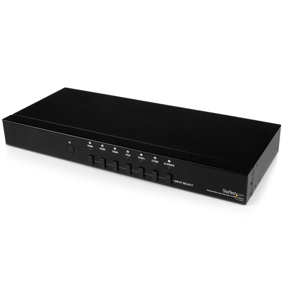 マルチ入力対応ビデオスケーラー(スキャンコンバータ) HDMI VGA コンポーネント S端子 コンポジット入力(3x RCA音声入力) - HDMI出力 セレクター機能付き スターテック StarTech.com 2年保証