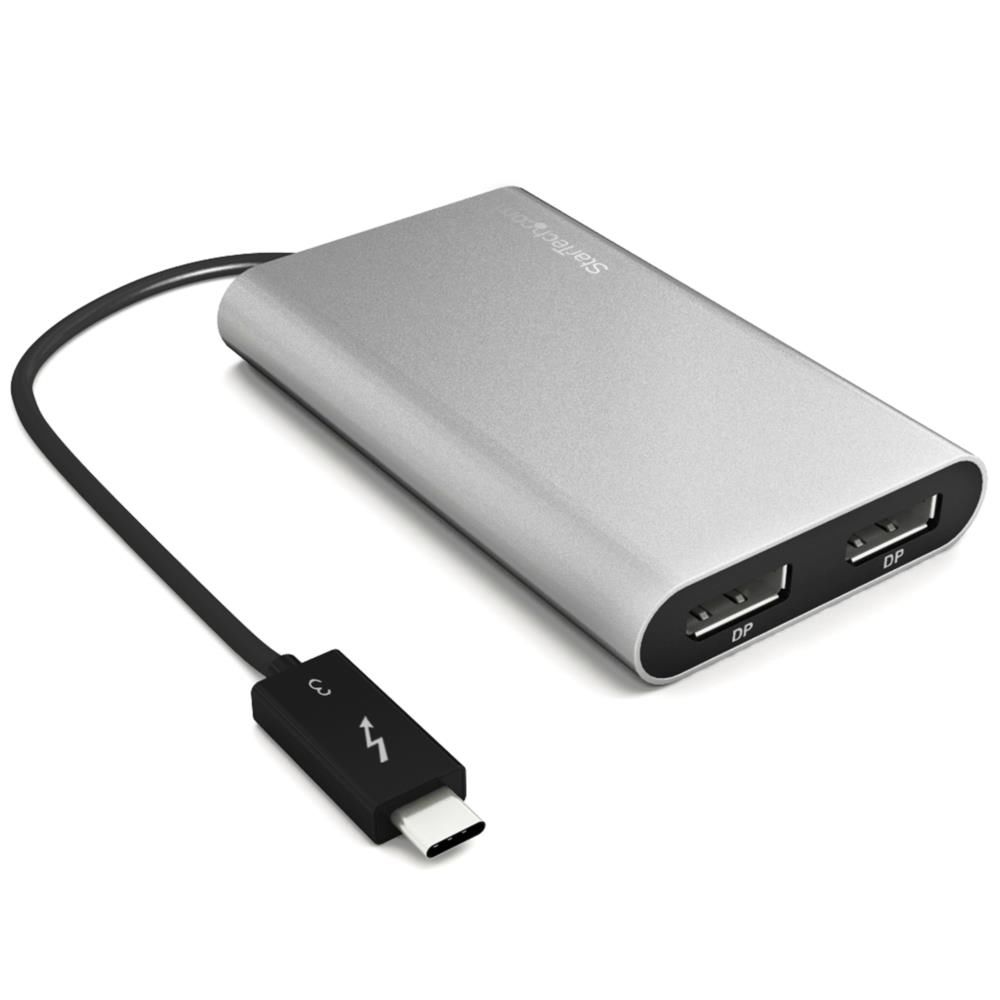 Thunderbolt 3 - 2ポートDisplayPort変換アダプタ 4K 60Hz Mac と Windows に対応 USB Type-C(オス) - 2x DP ディスプレイポート(メス) スターテック StarTech.com 2年保証