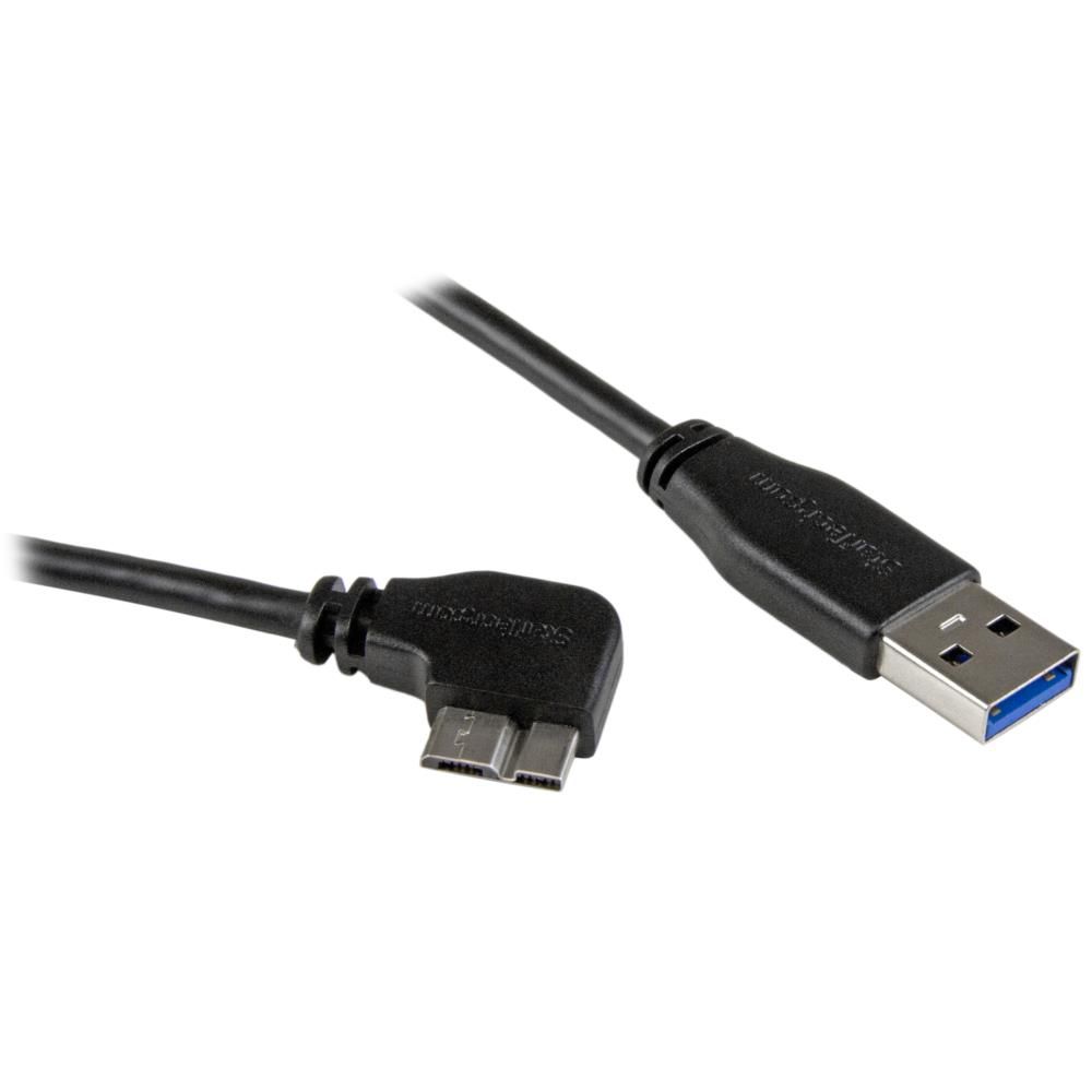 Micro USB 3.0 片側L型スリムケーブル オス オス L型右向きマイクロUSB 1m USB 3.0 A - USB 3.0 Micro-B スターテック StarTech.com 全使用期間保証