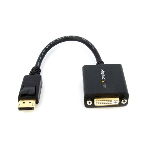 DisplayPort (オス)−DVI (メス) 変換アダプタ 黒 ディスプレイポート DP−DVI-I (29ピン) シングルリンク変換ケーブル 1920x1200 ブラック 送料無料 スターテック Startech 3年保証