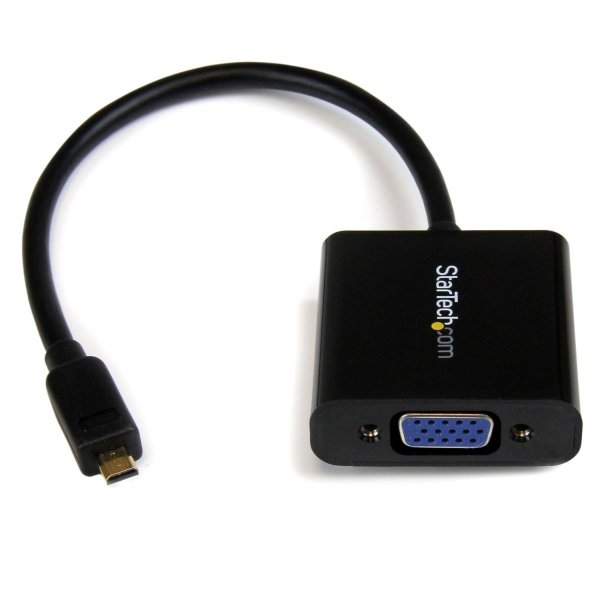 Rakuten - Micro HDMI-VGA変換アダプタ (スマートフォン ウルトラブック タブレット対応) 1x マイクロHDMI(タイプ D) オスー1x VGA(D-Sub15ピン HD15) メス 1920x1080 1080p ブラック スターテック StarTech.com 3年保証
