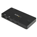 USB-Cパソコン対応2ポートKVMスイッチ 4K60Hz HDMI コンパクトUSB Type-Cパソコン切替器 USB-Cケーブル付属 バスパワー対応 MacBook iPad Pro ThinkPad IdeaPad EliteBook スターテック StarTech.com 2年保証