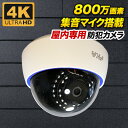防犯カメラ 4K 800万画素 屋内用ドーム型 マイク内蔵 防犯カメラ 監視カメラ カラー 赤外線LED内蔵 屋外 設置 夜間撮影 暗視 集音 SX-800d【高品質・高サポート】