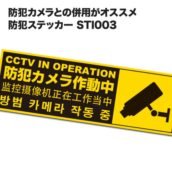 防犯カメラ ステッカー 防犯ステッカー 英語 韓国語 中国語 防犯シール 多国語表記 STI003