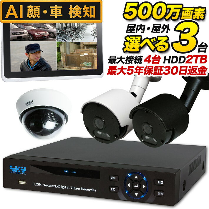 SONY 防犯カメラ マイク内蔵 集音 防犯カメラ/監視カメラ 屋内/屋外を選択 500万画素 3台と録画装置セット 夜間は赤外線撮影 SET-450S-3 SONY アナログ