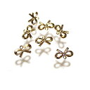 【6個セット】リボン アクセサリーパーツ ゴールドリボン りぼん ribbon ミニ 小さい アクセサリー パーツ ジュエリー ピアス ネックレス イヤリング ...