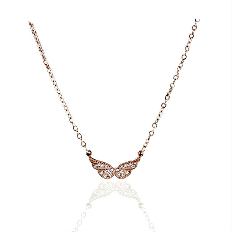 天使の翼 ネックレス レディース 翼 ペンダント ウィング モチーフ ペンダント K18 仕上げ シンプル 大人かわいい ジルコニア デザイン アクセサリー 大...