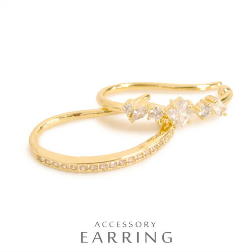 ブラックフライデー10倍! 送料無料 イヤーカフ ラインストーン キュービックジルコニア 片耳用 きらきら 上品 大人 おしゃれ かわいい 片耳 重ね付け 大ぶ...