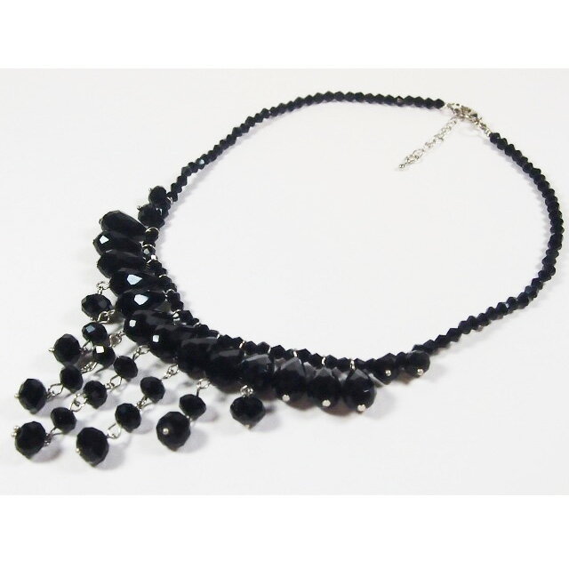 半額50%OFFセール ブラック ネックレス キラキラ カット ブラック ネックレス チョーカー ブラック ビーズ ドロップ シャンデリア レディース 結婚式 上品 ゴージャス ネックレス ブラック ゴスロリ ボリューム じゃら 黒 ネックレス カラオケ フォーマル
