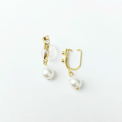 Rakuten - ニューノンホールピアス　シンプルライン×小粒スワロ　マルピア