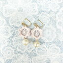 ニューノンホールピアス パール×大花レース ピンク マルピア