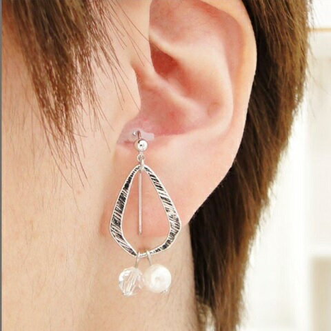 痛くないイヤリング スワロとパールの大人ピナチョコ シルバー ピナチョコ