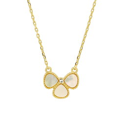 【全品ポイント20倍中】【半額】三つ葉ネックレス白蝶貝シェルフラワー1花両面キュービックジルコニアレディースnextクローバーモチーフ2カラーチェーンマザーオブパール天然石ブランドトラベルジュエリー
