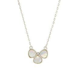 【全品ポイント20倍中】【半額】三つ葉ネックレス白蝶貝シェルフラワー1花両面キュービックジルコニアレディースnextクローバーモチーフ2カラーチェーンマザーオブパール天然石ブランドトラベルジュエリー