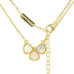 【全品ポイント20倍中】【半額】三つ葉ネックレス白蝶貝シェルフラワー1花両面キュービックジルコニアレディースnextクローバーモチーフ2カラーチェーンマザーオブパール天然石ブランドトラベルジュエリー
