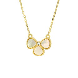 【全品ポイント20倍中】【半額】三つ葉ネックレス白蝶貝シェルフラワー1花両面キュービックジルコニアレディースnextクローバーモチーフ2カラーチェーンマザーオブパール天然石ブランドトラベルジュエリー