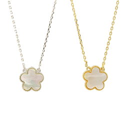 ポイント白蝶貝ネックレス1花両面白蝶花天然シェルクローバーフラワーモチーフレディースマザーオブパールブランドトラベルジュエリーお買い物マラソン10月
