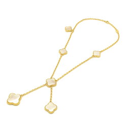 新発売アクセントフラワーネックレス白蝶貝ミル打ちクローバー4花2枝花両面(上質バランスパールシェル)3カラー(イエローゴールドピンクゴールドシルバー)マザーオブパールシェルレディース四葉のクローバーギフトプレゼント【mof】あす楽