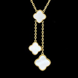 新発売アクセントフラワーネックレス白蝶貝ミル打ちクローバー4花2枝花両面(上質バランスパールシェル)3カラー(イエローゴールドピンクゴールドシルバー)マザーオブパールシェルレディース四葉のクローバーギフトプレゼント【mof】あす楽