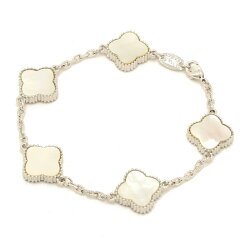 【半額以下楽天スーパーセール12月】ミル黄金花ブレスレット白蝶貝シェルクローバー5花両面レディースフラワーモチーフ3カラーチェーンマザーオブパール天然石ブランドトラベルジュエリー