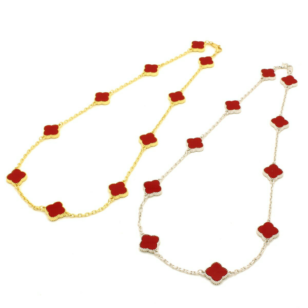 クローバー ネックレス ミル黄金花10花 両面赤 フラワー モチーフ レッド ブランド ギフト 送料無料 レディース フォーマル 高見え プレゼント おすすめ 人気のサムネイル
