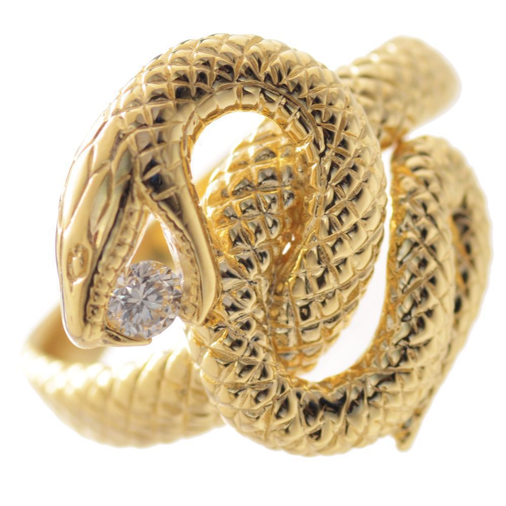 指輪 メンズリング 18金 K18 蛇 ダイヤモンドリング ゴールド メンズ スネークモチーフ 日本製 刻印入り 鑑別書付き