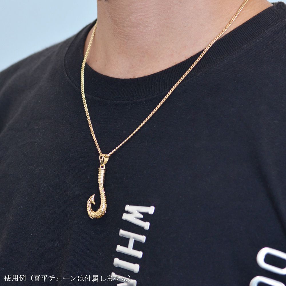 ペンダントトップ メンズ 18金 K18 18K フィッシュフック 釣り針 地金 ペンダント...