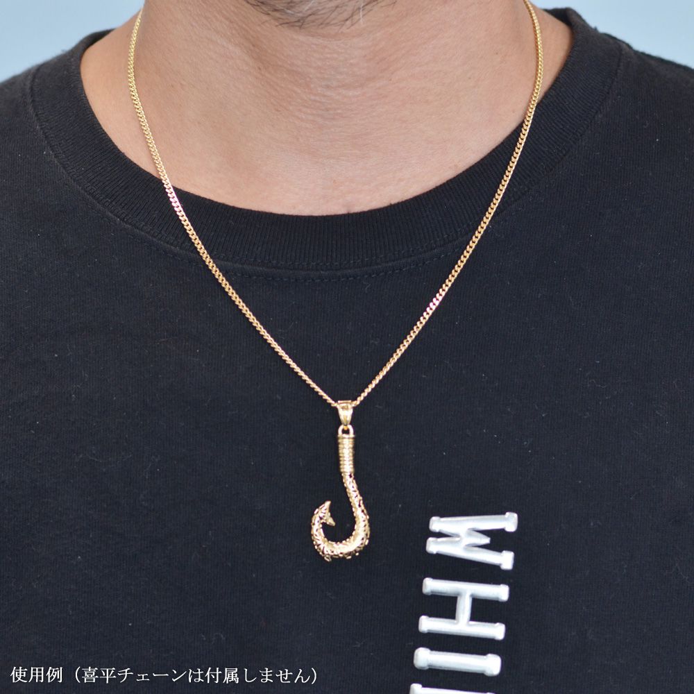 ペンダントトップ メンズ 18金 K18 18K フィッシュフック 釣り針 地金 ペンダント...