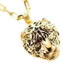 ネックレス チェーン メンズ メンズネックレス シンプル 18金 アズキチェーン K18 18K ゴールド 虎 タイガー ブラックメッキ ペンダントトップ チェ...