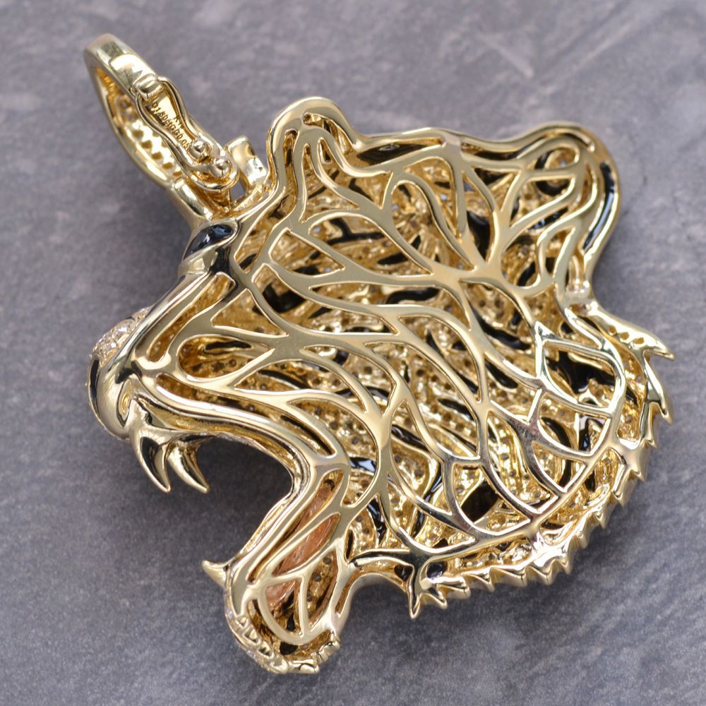 ペンダントトップ メンズ 18金 K18 ゴールド 18K 喜平用 ダイヤモンド グリーンガ...