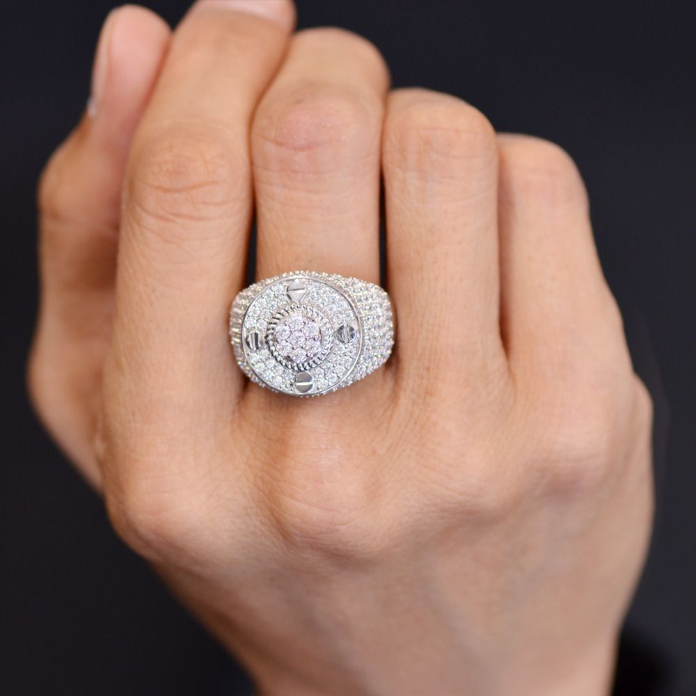 指輪 メンズリング K18WG 18金 ホワイトゴールド ダイヤモンド リング 1.7カラット 幅広 ダイヤモンドメンズリング 刻印入り 鑑別書付き【動画あり】