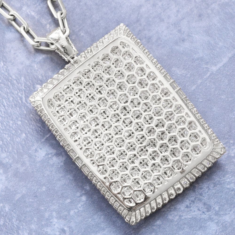 【マラソン同時開催★10％OFFクーポン】メンズネックレス K18WG 18金 ダイヤモンド 20カラット ネックレス アズキチェーン ホワイトゴールド チェーンネックレス 50cm バゲットカットダイヤ プリンセスカットダイヤ 刻印入り 鑑別書付き メンズペンダント 大きめ 男性