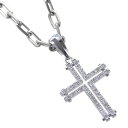 メンズネックレス プラチナ ダイヤモンド 1.5カラット クロスネックレス アズキチェーン チェーンネックレス 50cm 十字架 刻印入り 鑑別書付き メンズペ...