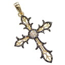 【ポイント10倍】ペンダントトップ メンズ 18金 K18 18K ブラックダイヤモンド ダイヤモンド クロス 十字架 ネックレストップ イエローゴールド 喜平...