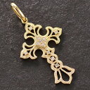 ペンダントトップ メンズ 18金 K18 18K ダイヤモンド 十字架 ミル打ち クロス ネックレストップ イエローゴールド ペンダントヘッド 喜平用 トップ ...