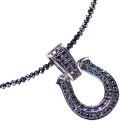 ネックレス メンズ プラチナ 馬蹄 ホースシュー ブラックダイヤモンド 20カラット 44cm メンズネックレス メンズペンダント セット 日本製 刻印入り 鑑...