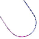 【スーパーSALE★15%OFFクーポン】ネックレス レディース プラチナ ダイヤモンド バケットカット マルチカラーサファイア テニスネックレス 細身 刻印入...