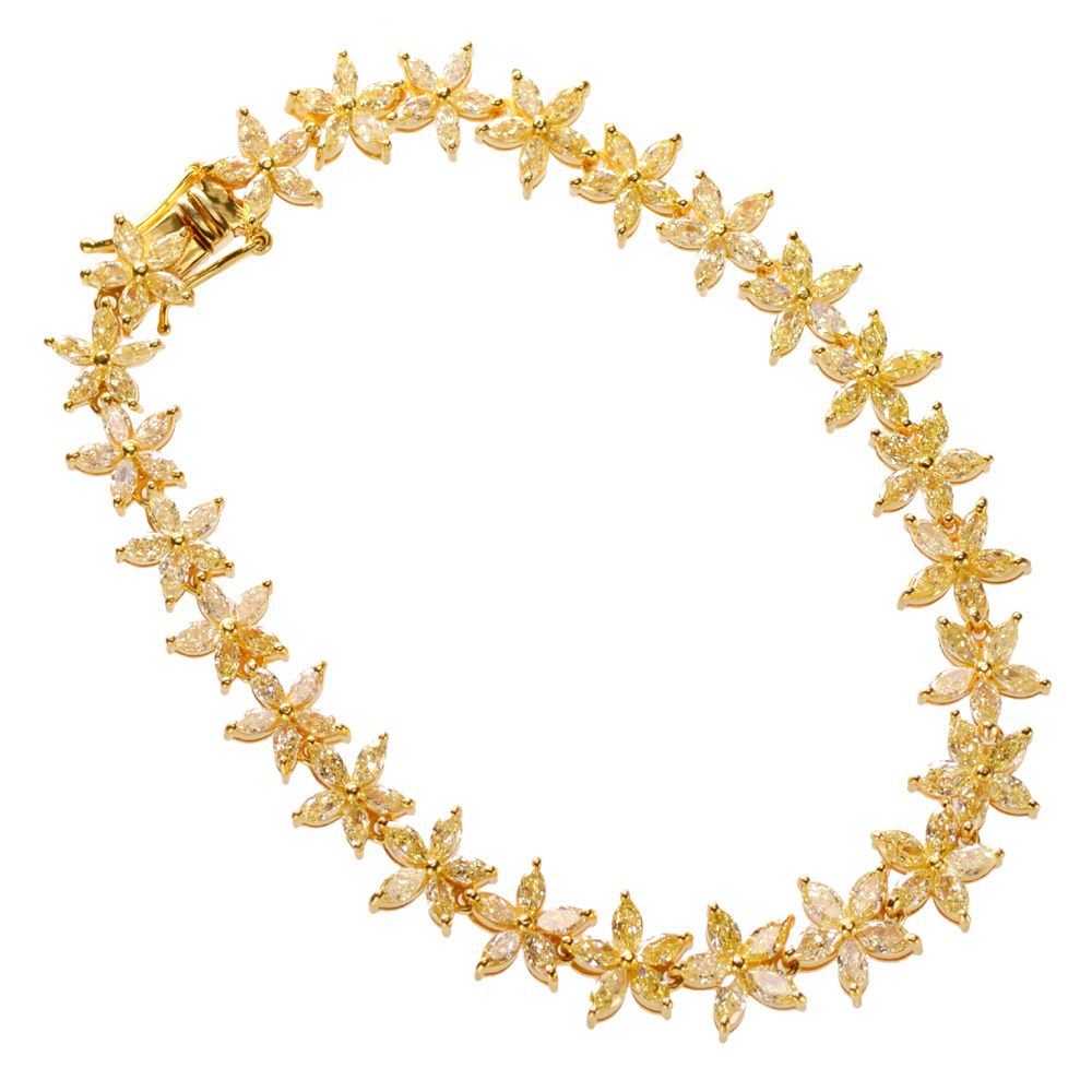 【BLACK FRIDAY★10%OFFクーポン】ブレスレット レディース K18 18K 18金 ダイヤモンド 7カラット マーキスカット イエローダイヤモン...