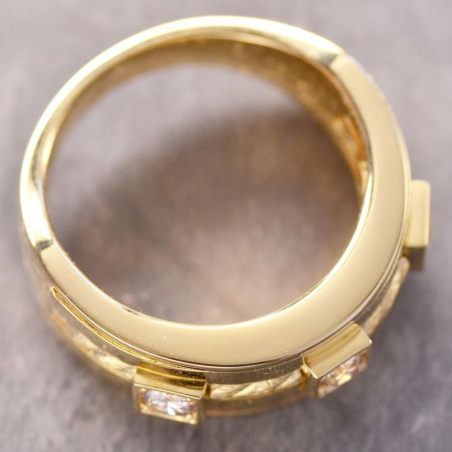 アクセサリーマートの指輪 メンズリング 18金 K18 18K イエローゴールド ダイヤモンドリング 幅広 ロープ 男性 日本製 刻印入り 鑑別書付き【動画あり】 シンプル 30代 40代 50代 60代｜アングル2