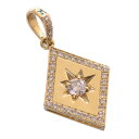 【01:59まで★10%OFFクーポン】ペンダントトップ メンズ 18金 K18 18K ダイヤモンド 後光留め ひし形 ペンダントヘッド イエローゴールド 喜...
