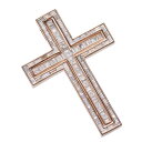 【01:59まで★10%OFFクーポン】ペンダントトップ メンズ 18金 K18PG ピンクゴールド ダイヤモンド クロス バゲットカット プリンセスカット 十...